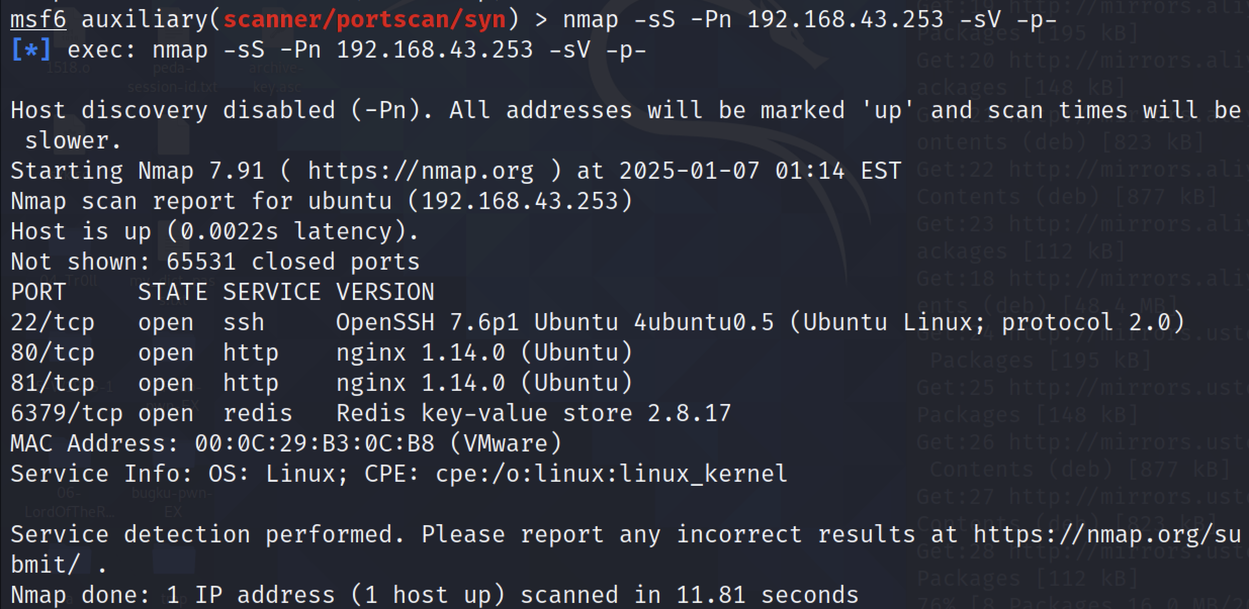 在msf中使用nmap示例